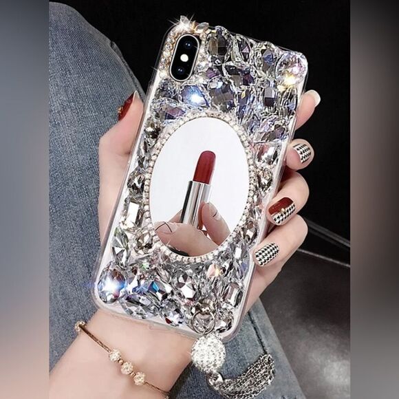 Accessories - Crystal Glam Mirror Case with Rhinestones for iPhone 16 Pro Max